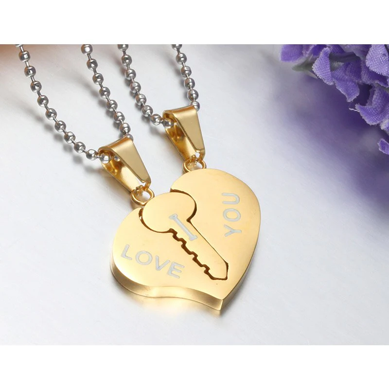 2 Colares para Namorados ou Casais - Chave e Coração - em Aço - REF1087 - Image 5