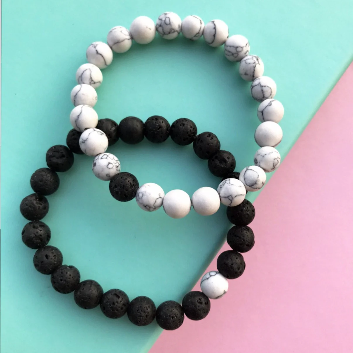 2 Pulseiras para Namorados ou Casais com Pedras Vulcânicas - REF1074 - Image 5