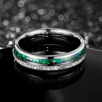 Aliança em Tungsténio com Banda em Prata e Banca Colorida, com 6mm de Largura - REF9029 - Image 3