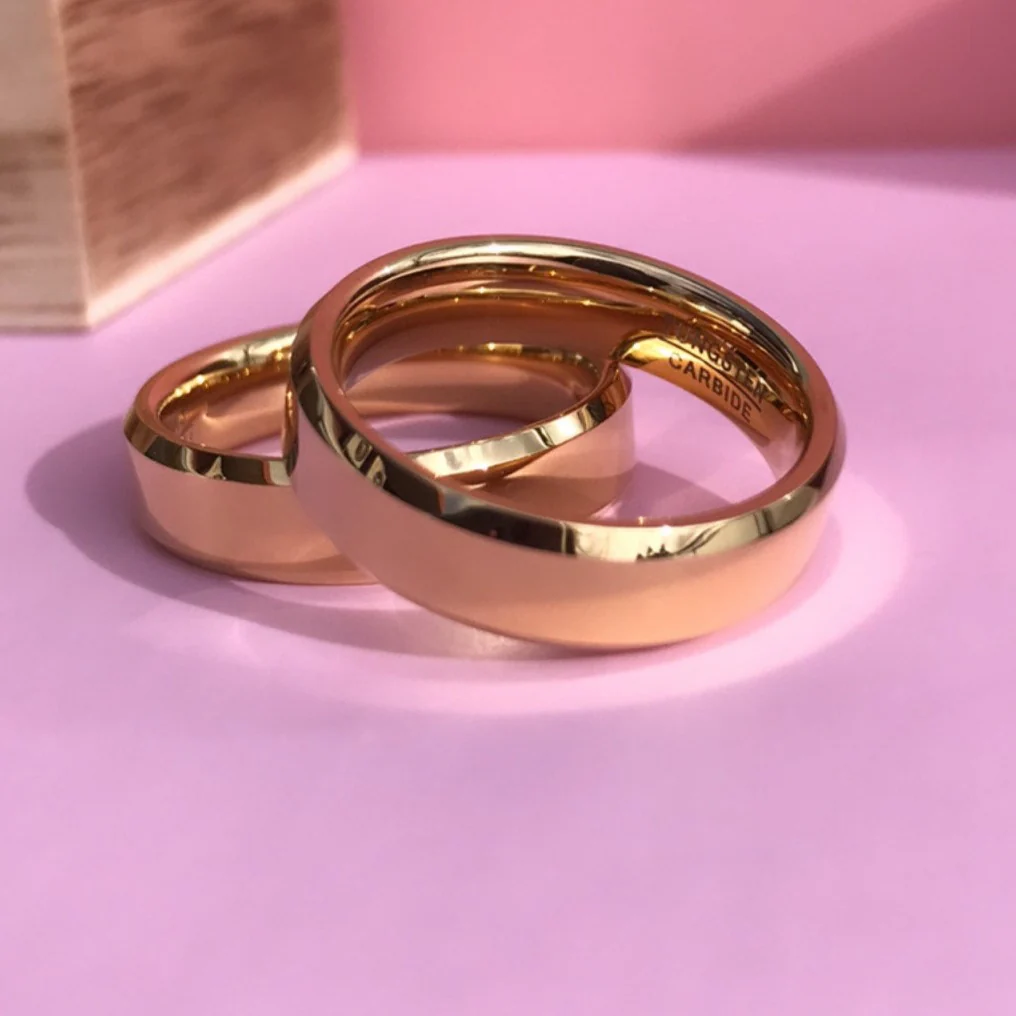 Aliança em Tungsténio Dourada, com 6mm de Largura, Plana e Brilhante em Cima, Angular e Brilhante nos Lados - REF8906 - Image 7