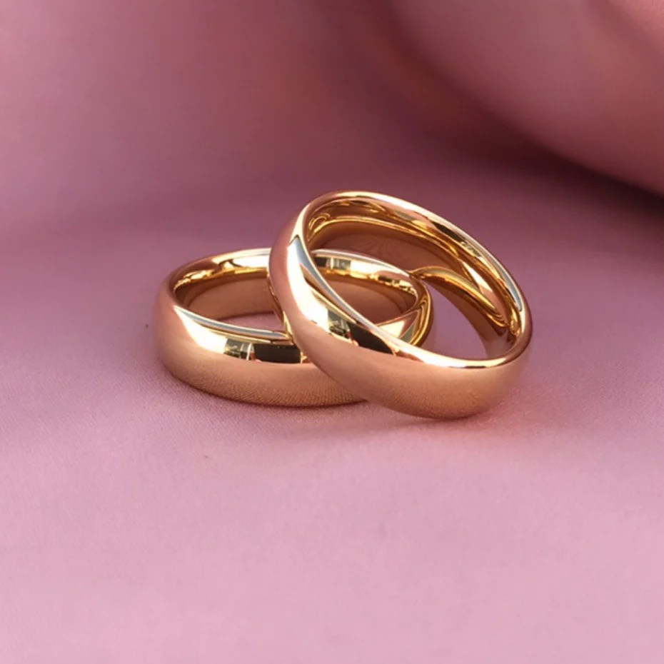 Aliança em Tungsténio Dourada, Simples e Tradicional, com 6mm de Largura, Brilhante e Arredondada em Cima e nos Lados - REF1100 - Image 3