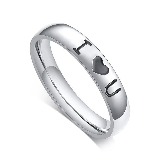 Aliança Prateada com Coração I Love You (4mm) em Aço - Alianças de Namoro ou Compromisso (para Namorados) - REF1609 - Image 6