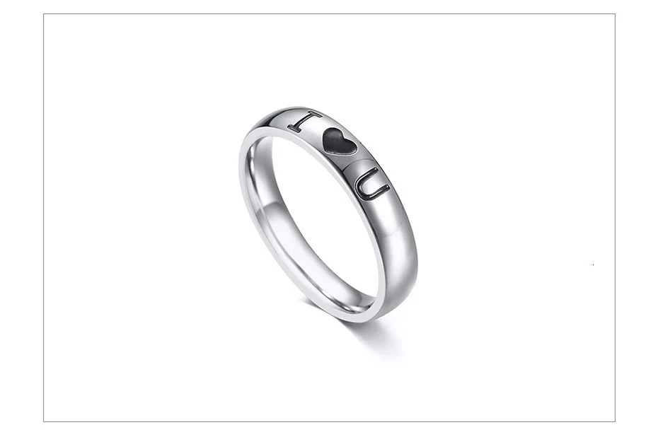 Aliança Prateada com Coração I Love You (4mm) em Aço - Alianças de Namoro ou Compromisso (para Namorados) - REF1609 - Image 7