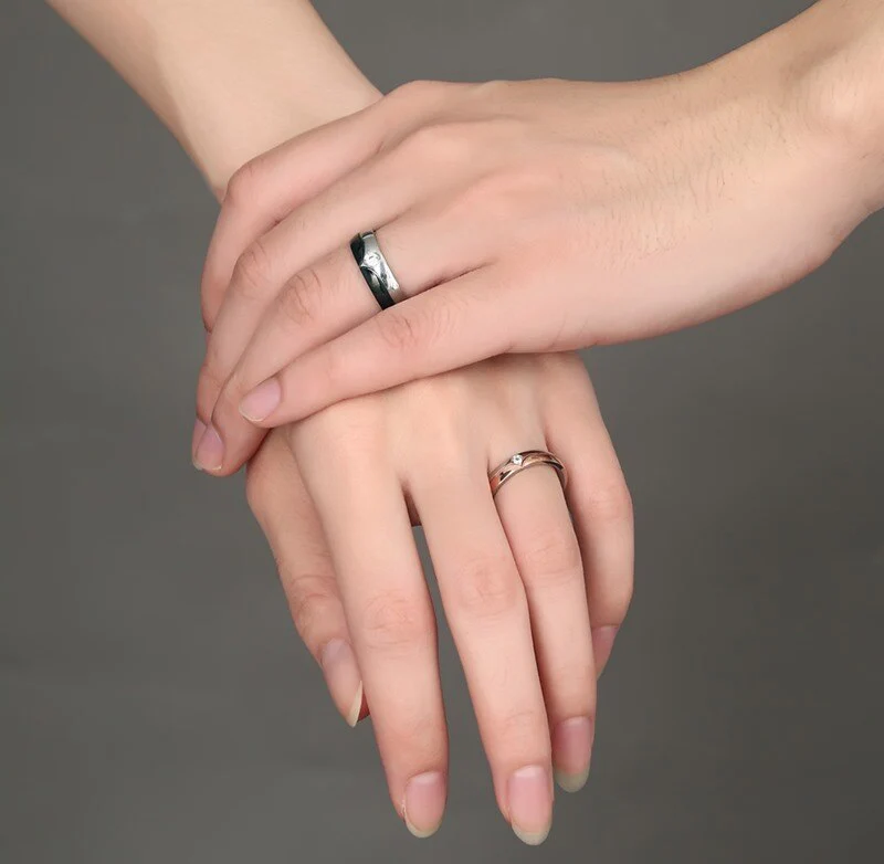 Aliança Prateada com Rebordo Preto (6mm) ou Rebordo Dourado Rosa (4mm) em Aço - REF00011 - Image 5