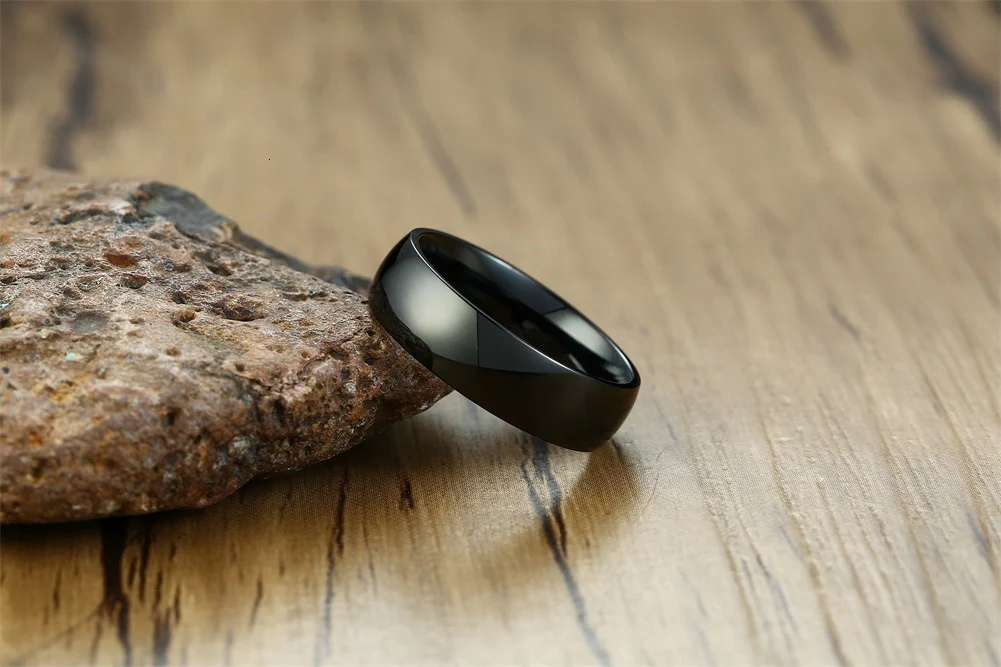 Aliança Tradicional Preta Larga (6mm) em Aço para Casamento, Namoro ou Compromisso - REF101844 - Image 3