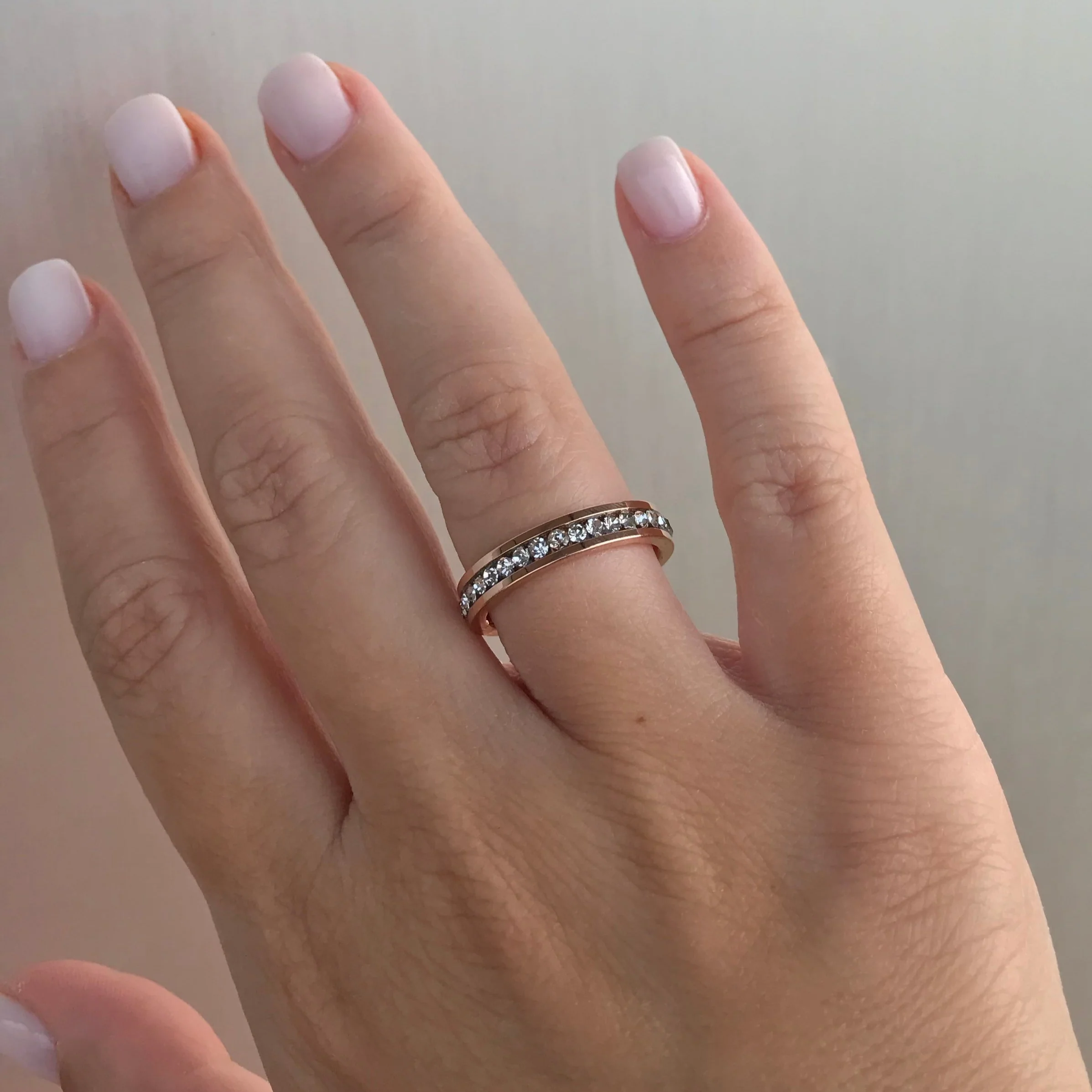 Anel de Noivado 4mm com Pedras Circundantes em Aço - REF1194 - Image 3