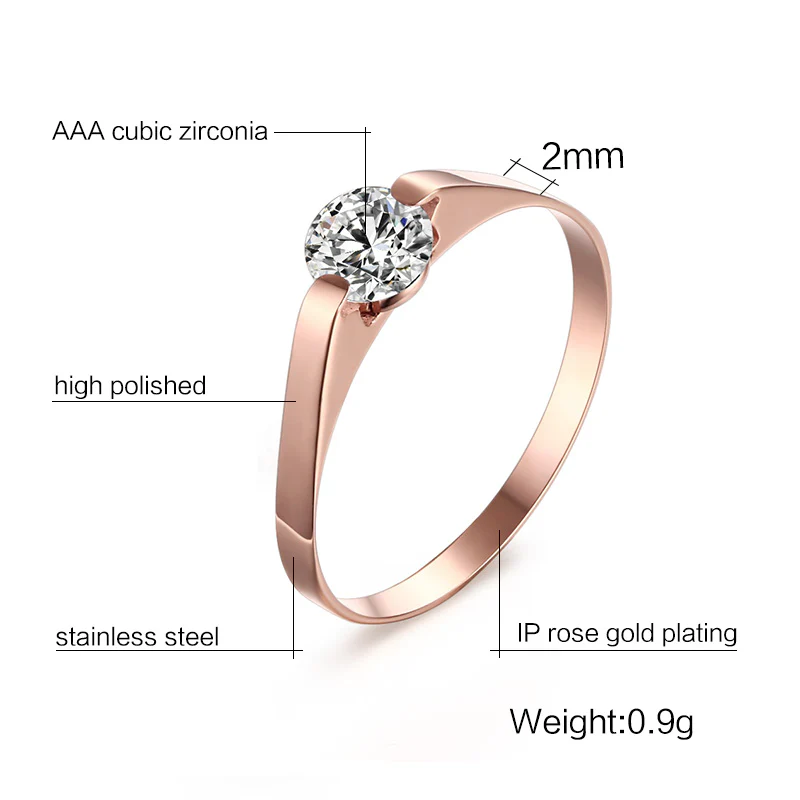 Anel de Noivado Dourado Rosa em Aço - REF1196 - Image 4