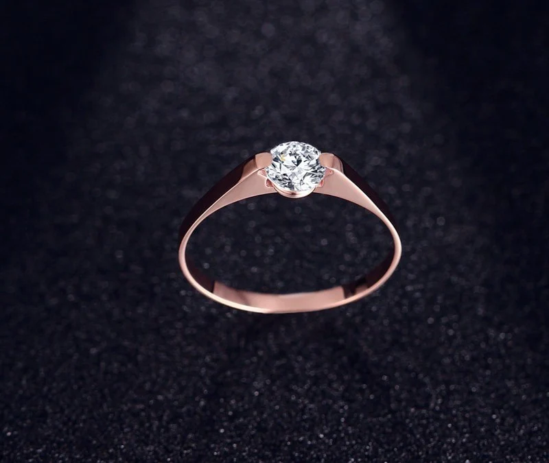 Anel de Noivado Dourado Rosa em Aço - REF1196 - Image 5