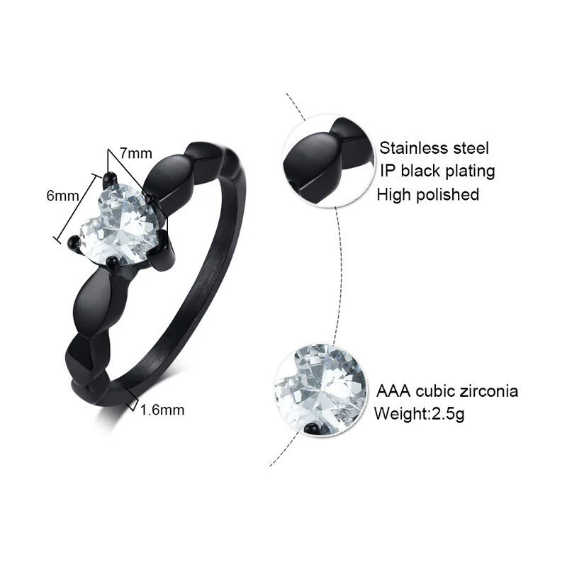 Anel de Noivado Solitário Coração Único em Aço - REF1195 - Image 11