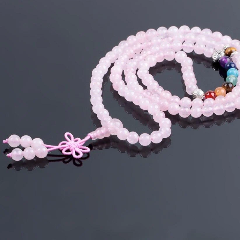 Japamala 7 Chakras com Pedras Naturais Quartzo Rosa - REF1809 - Image 3