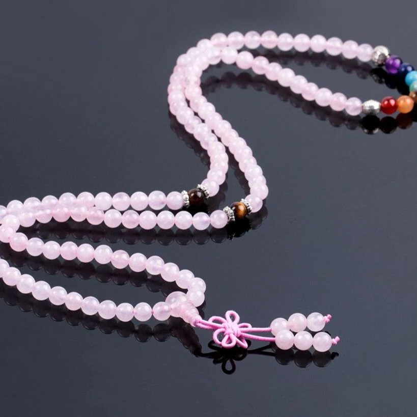 Japamala 7 Chakras com Pedras Naturais Quartzo Rosa - REF1809 - Image 6