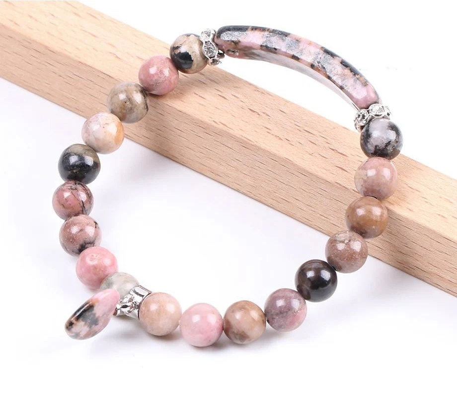 Pulseira com Pedras Naturais Rodonite - Símbolo do Equilíbrio Emocional - com Coração - REF1052 - Image 4