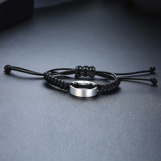 Pulseira para Namorados Ajustável com Aliança em Aço - REF1070 - Image 4