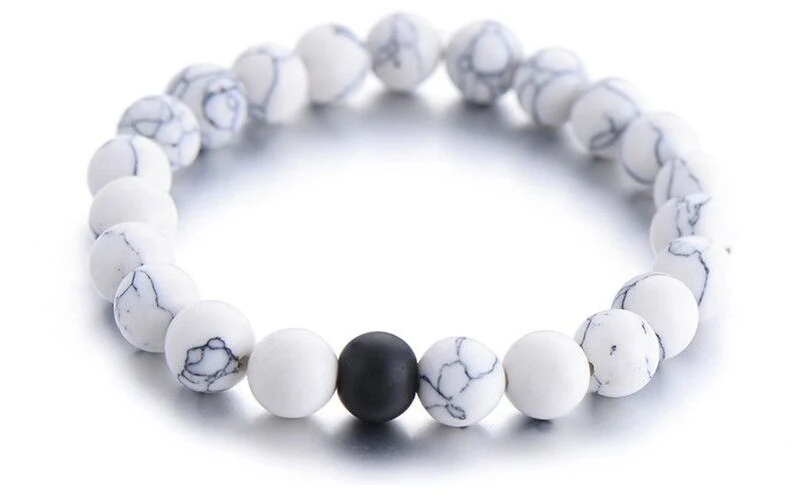 Pulseiras para Namorados com Pedras Brancas e Pretas - REF1058 - Image 5