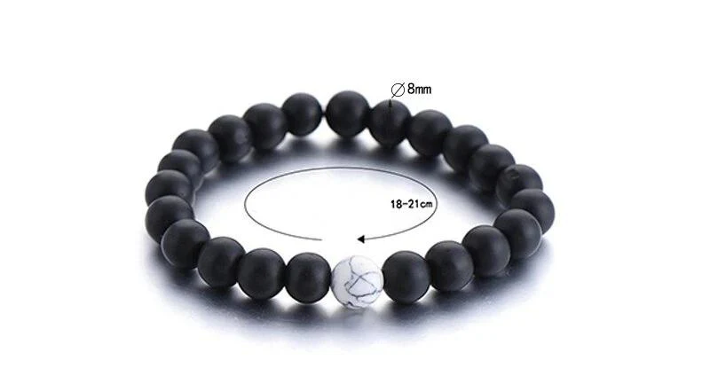 Pulseiras para Namorados com Pedras Brancas e Pretas - REF1058 - Image 7